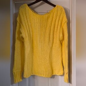 Free People Vibrant Yellow Knit Turtleneck Sweater